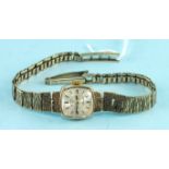 Rotary, a ladies 9ct-gold-cased wrist watch with 9ct textured gold integral bracelet, total weight