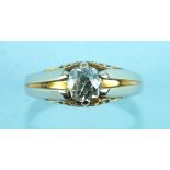 A solitaire diamond ring claw-set an old brilliant-cut diamond of approximately 0.6cts, size Q, 4.