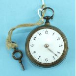 A 19th century pair-cased verge pocket watch, the movement signed 'Rebecca Lythall, Coventry', the