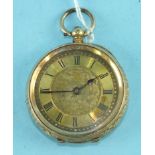 A lady's Continental open-face key-wind pocket watch with 18k gold case.