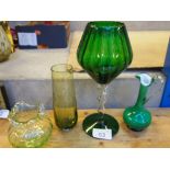 Sale Item:    4 PCS GREEN GLASS   Vat Status:   No Vat   Buyers Premium:  This lot is subject to a