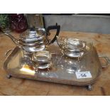 Sale Item:    E P TEA SERVICE & GALLERY TRAY   Vat Status:   No Vat   Buyers Premium:  This lot is