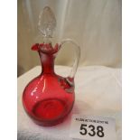 Sale Item:    CRANBERRY GLASS DECANTER   Vat Status:   No Vat   Buyers Premium:  This lot is