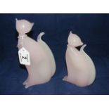 Two vintage glass Murano cats