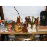 A quantity of mixed items to include bells whiskey bell, copper jugs,