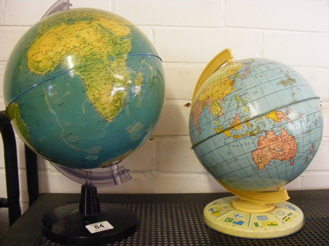 Two vintage globes