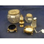 A quantity of silver items to include salt pot, mustard pot,