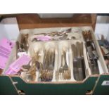A carton containing a large quantity of EPNS flatware including George Butler