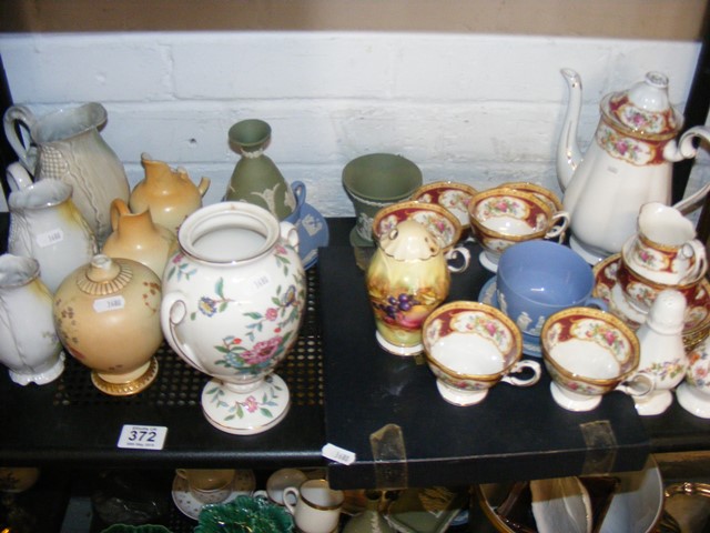 A collection of mixed ceramics to include royal Worcester blush vases (af) lady Hamilton tea ware