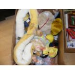 A carton containing mixed toys to include dolls, soft tos,