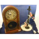 A Japanese mantle clock together with a Pink Panther lamp