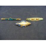 3 HM Silver Charlies Horner enamelled brooches (all a/f)
