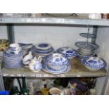 A collection of blue and white ceramics to include tureens,