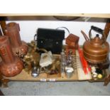 A mixed lot to include copper kettle,