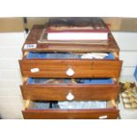 A set of watchmakers drawers to include glasses, straps,