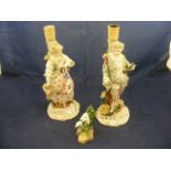 A pair of Sitzendorf candlestick figures together with a Royal Worcester snowdrop