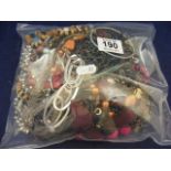 A bag of costume jewellery