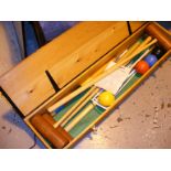 A cased croquet set