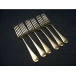 Six silver forks inscribed WLM