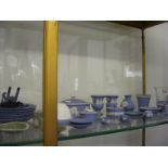 A large quantity of Wedgwood blue and green Jasper ware