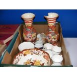 A carton containing a quantity of ceramics to include Masons,