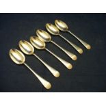 Six silver tablespoons inscribed WLM