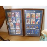 A collection of framed and glazed kings and queens royal postcards mounted in frames