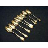 Eight silver teaspoons engraved WLM