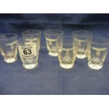 A set of seven third Reich shot glasses taken from Bergen Belsen concentration camp during its