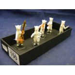 Five Murano glass bear band figures