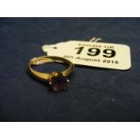 An amethyst solitaire 9ct Gold Ring size N+