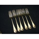Six Silver forks inscribed WLM