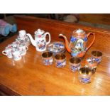 A quantity hand painted Japanese ceramics together with a Coalport miniature coffee set