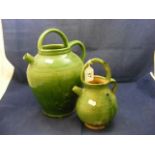 Two green pottery ewers