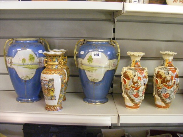 Four pairs of Japanese vases some A/F to