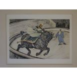 D'après Toulouse-Lautrec, Scène de cirque, lithographie en couleurs. 19,5 x 29 cm