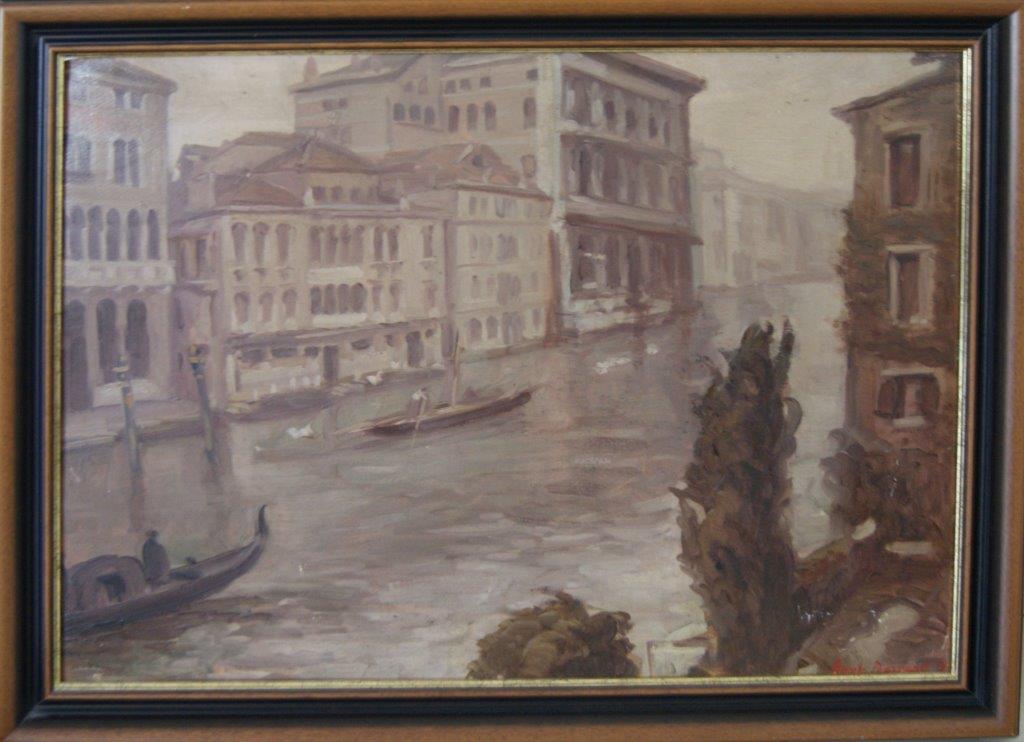 Emile BERNARD (1868-1941)
Le Grand Canal à Venise 
Huile sur carton, signée en bas à droite et datée