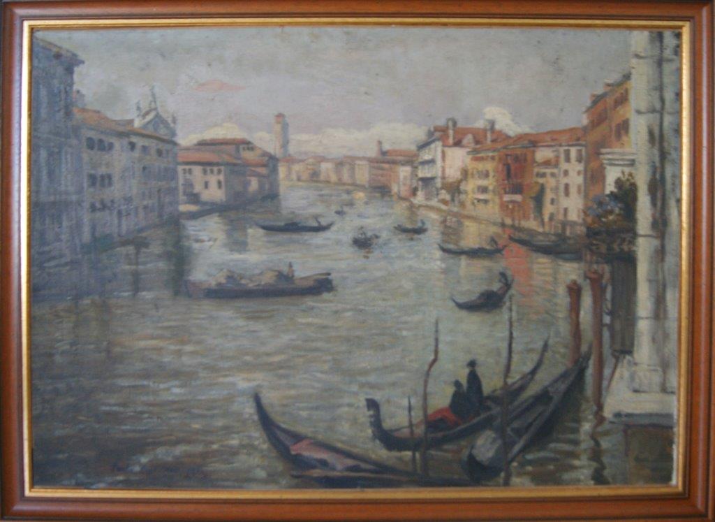 Emile BERNARD (1868-1941)
Le Grand Canal à Venise 
Huile sur panneau, signée en bas à gauche et