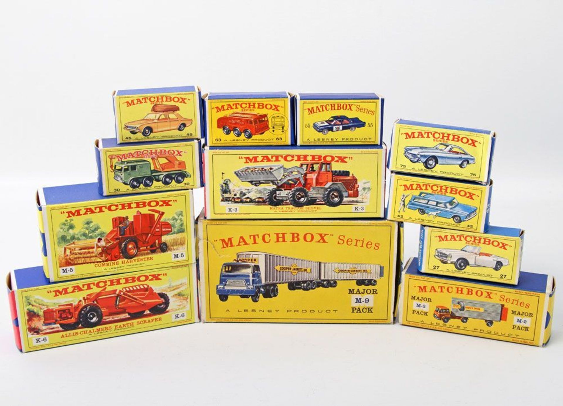 Opening: 24 EUR        MATCHBOX Konvolut Modellautos, Nrn. K-3, M-5, K-6, 27, 42, M-2, 63, 30, 45,