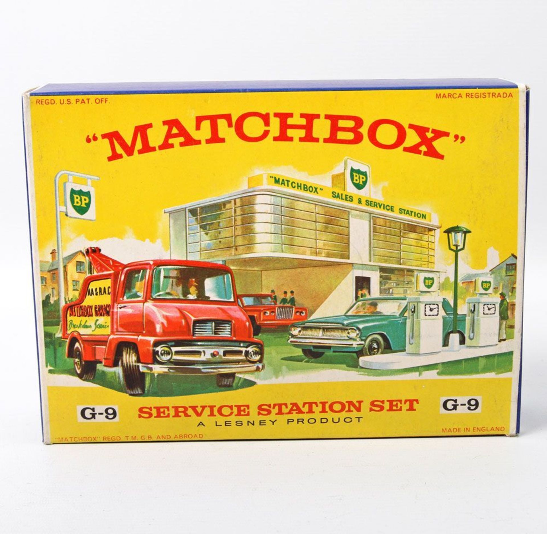 Opening: 24 EUR        MATCHBOX Service Station Set, 1960er Jahre, Nr. G-9. Im Originalkarton,