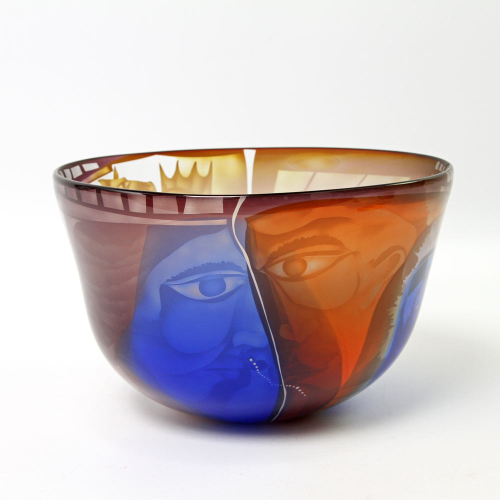 BOROWSKI, STANISLAW (*1944): starkwandige Glasvase "Gegener", 1988, farbloses Glas, auf der