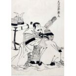 Tuschzeichnung. JAPAN, wohl GYOKURIN, 19. Jh. Darstellung eines Samurai, ca. 24x17, hinter Glas