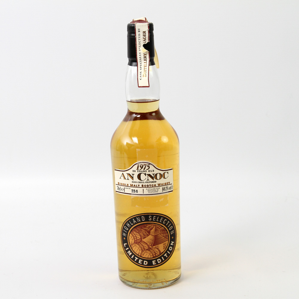 1 Flasche An Cnoc, Single Malt Scotch Whisky, 1975, 26 Jahre alt, Cask no. 214, 48,2%, 700ml,