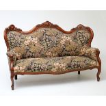 Sofa im Louis-Philippe-Stil, Buche dunkel gebeizt. Rahmen mit floralem Schnitzdekor, H. ca. 109,5,