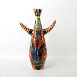 SPANIEN (?), 20. Jh.: ausgefallene Künstlerkeramik-Vase. Irdenware (teils rep. und besch.),