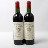2 Flaschen LA DAME DE MONTROSE, 1995. Saint-Estèphe, J.-L. Charmolüe, 0,75l.Aufrufpreis: 10 EUR