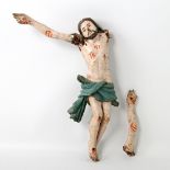 Christuskorpus, ITALIEN, 18.Jh., Drei-Nagel-Typus. Holz, vollrund ausgearbeitet. Spätere Fassung mit