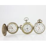 Konvolut: 1 x Taschenuhr Omega versilbert (läuft nicht!), 1 x Taschenuhr Zenith versilbert (läuft!),