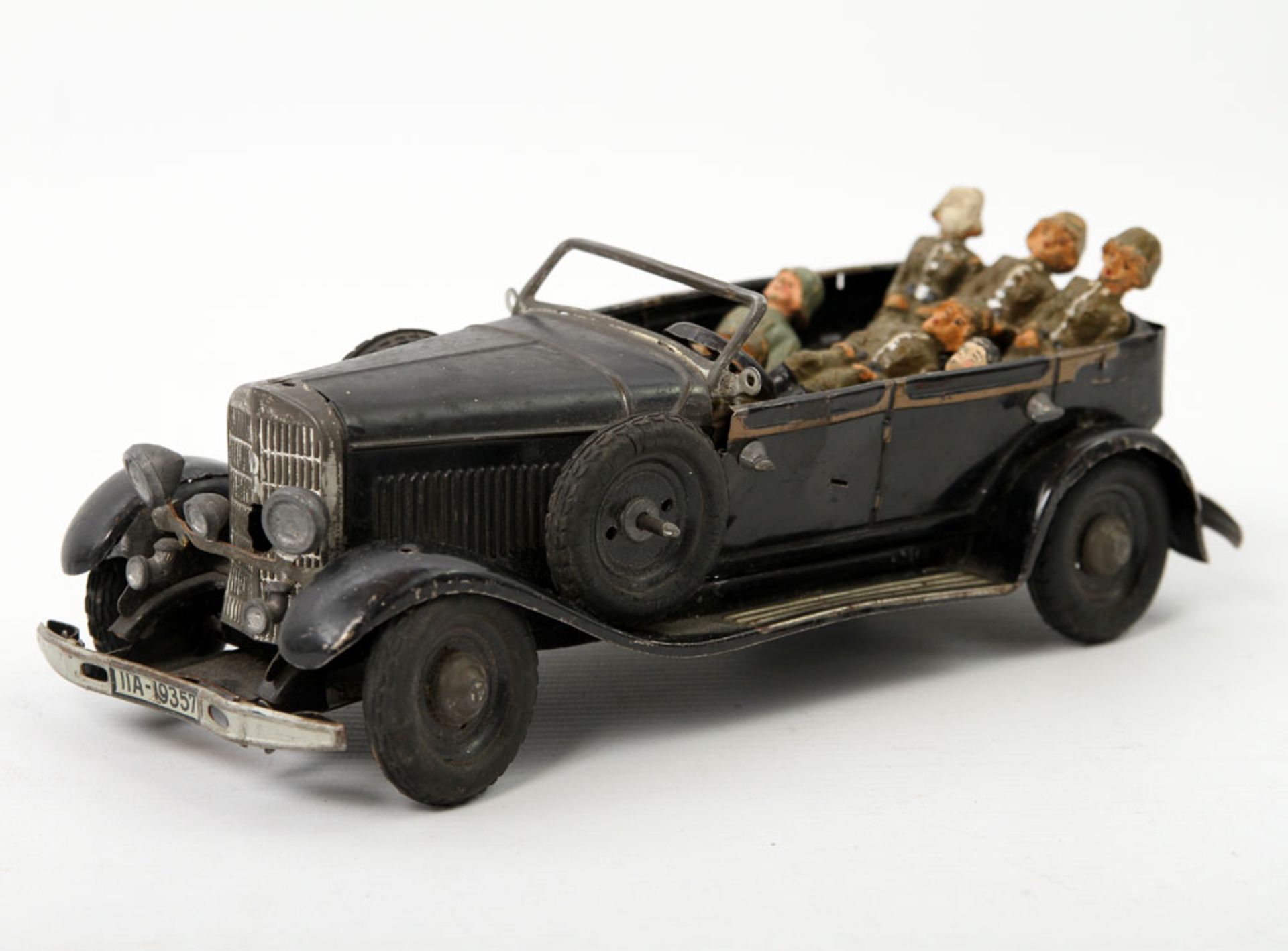 Seltener TIPPCO Mercedes "Führerwagen", 1930er Jahre, schwarz lackiertes Blech mit Gummireifen,