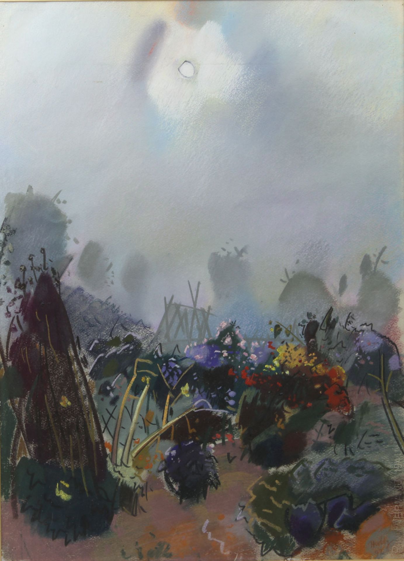 HERBIG, OTTO (1889-1971): Sonnenaufgang über Kakteenfeld, 1942. Pastell/papier, u. rechts sign. u.